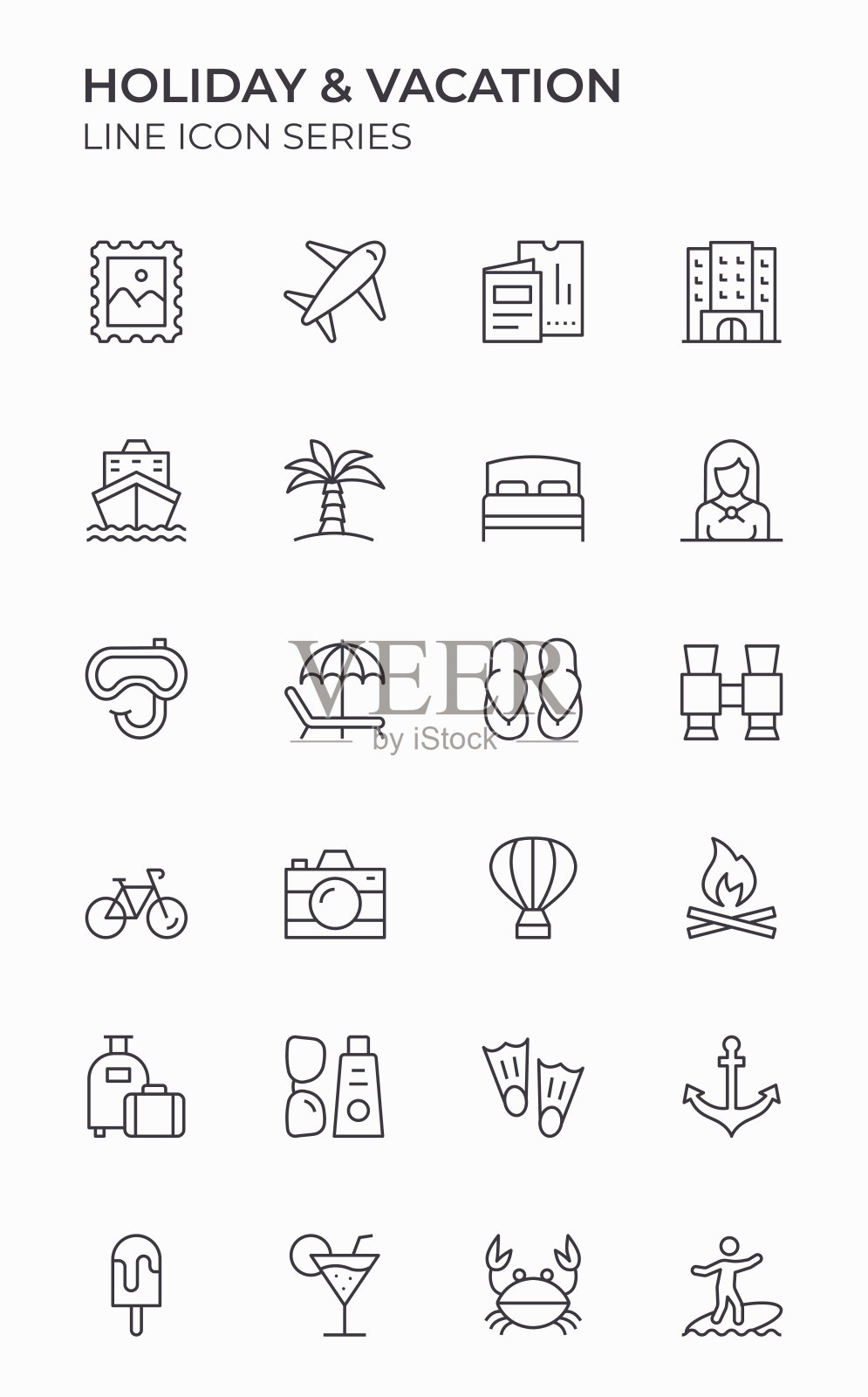 假期和假期可编辑的Stroke图标插画图片素材