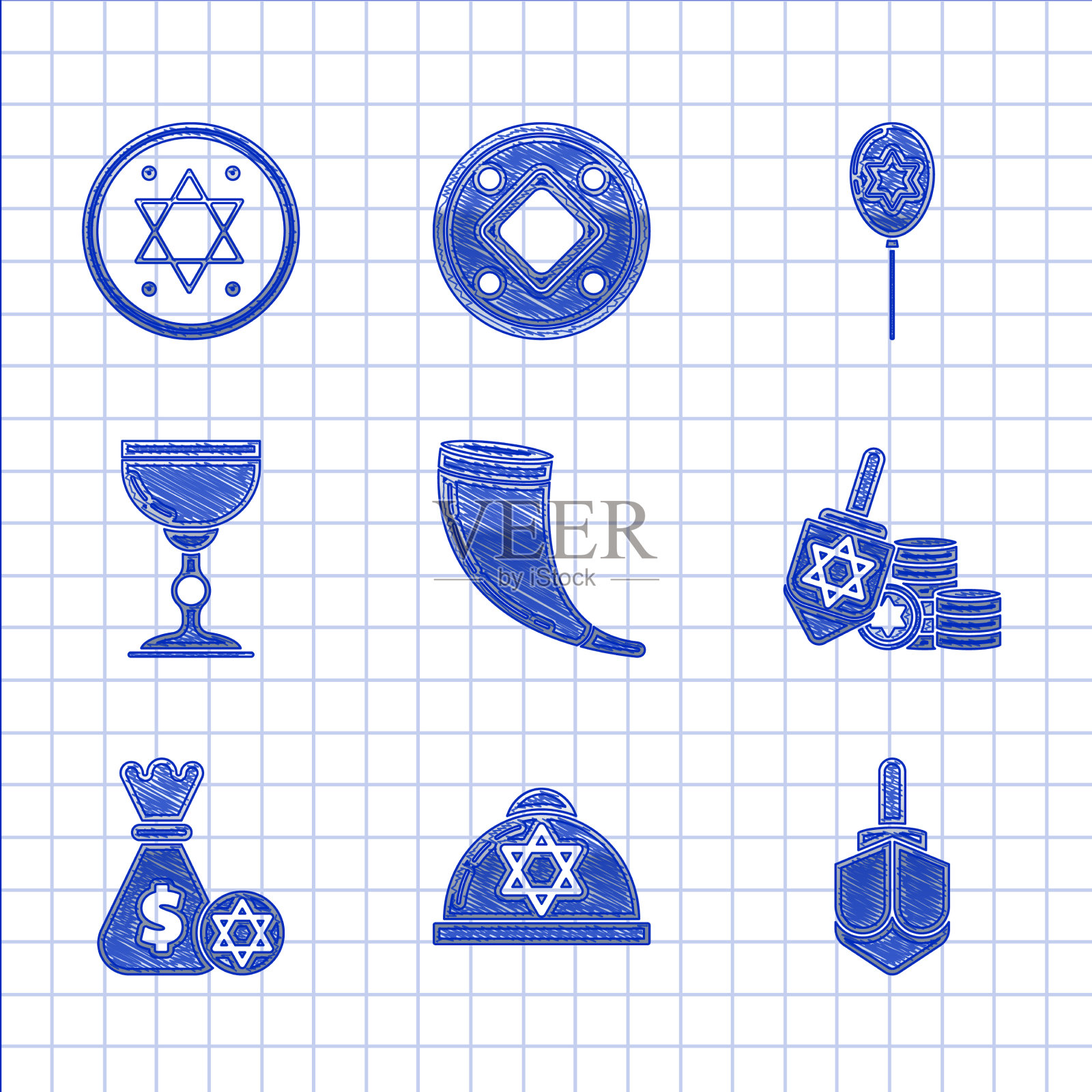 设立传统的羊角羊角号图标素材