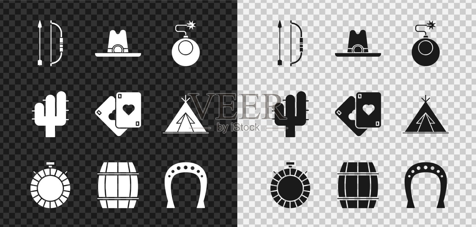 西部牛仔帽上插箭筒图标素材