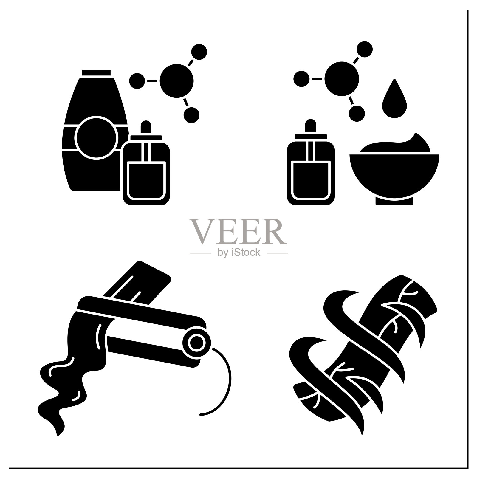 角蛋白毛发处理图标集图标素材