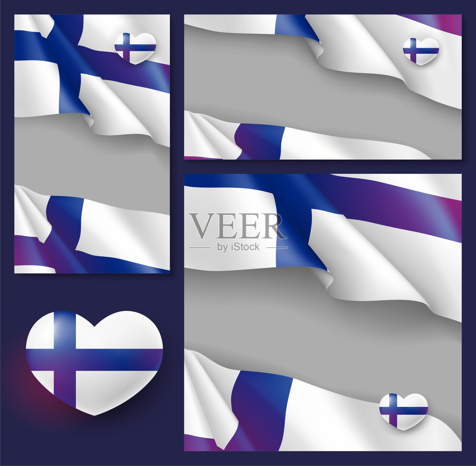 芬兰国家节日旗帜上飘扬的旗帜插画图片素材