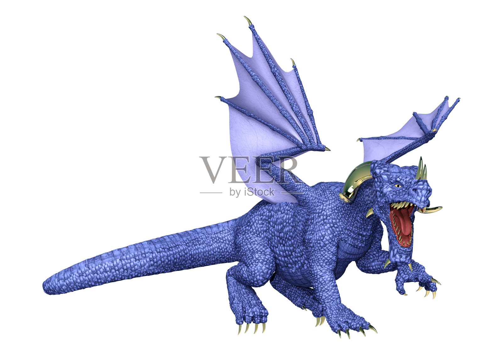 3D插图幻想龙在白色照片摄影图片
