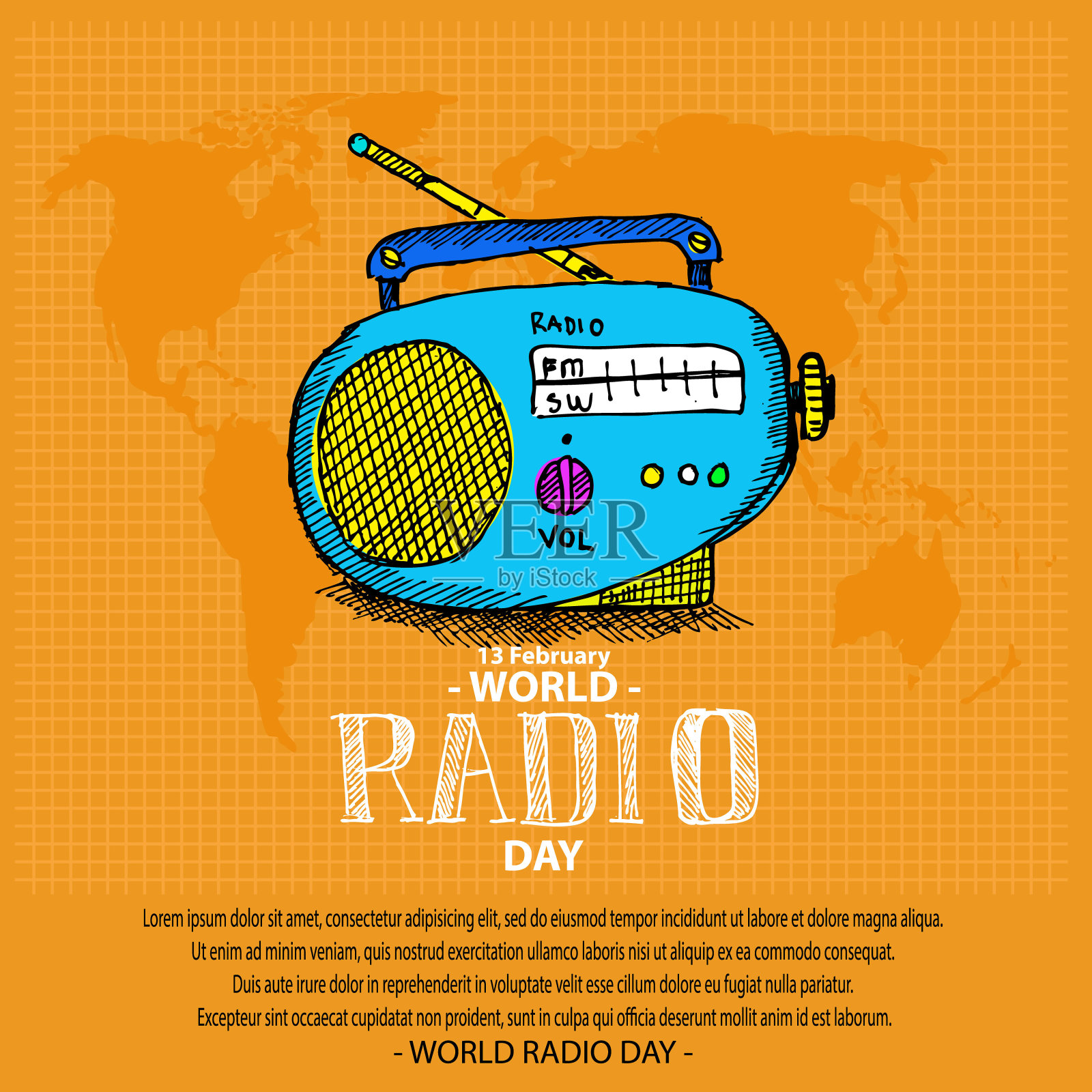 世界无线电日，海报和横幅设计模板素材