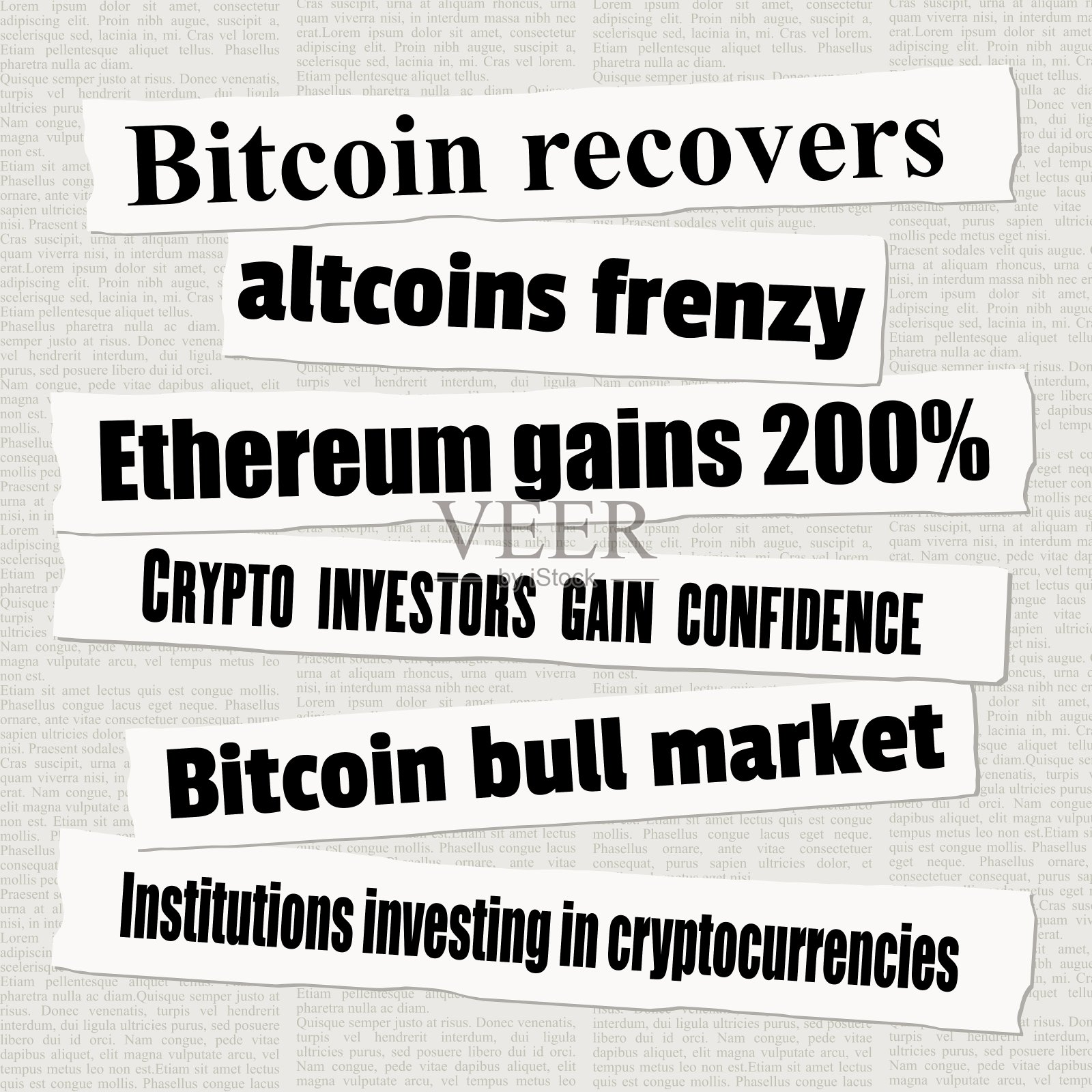 加密货币和比特币投资新闻插画图片素材