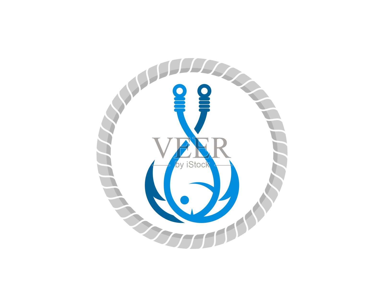 有鱼饵和鱼在里面的圆形绳索设计元素图片