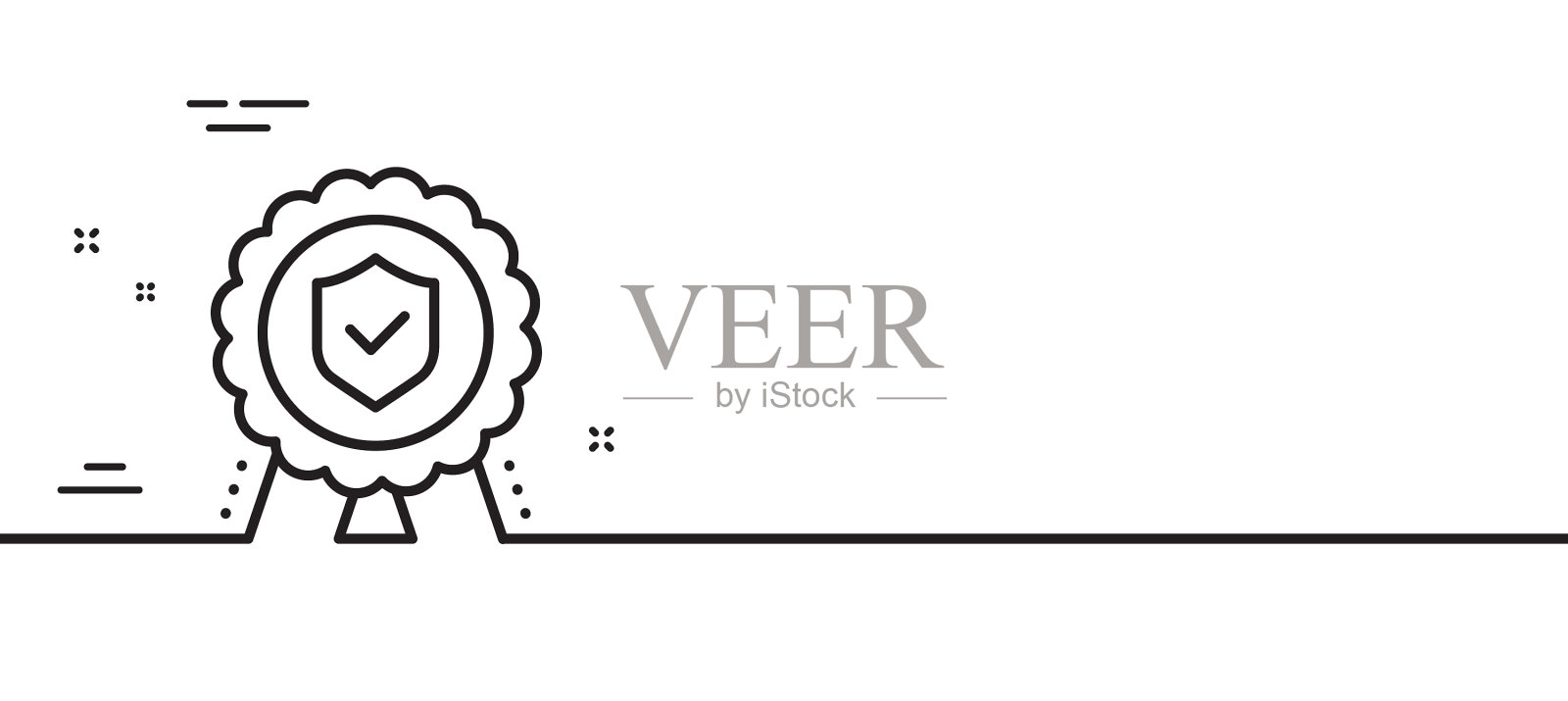 保险勋章线图标认证的风险范围设计元素图片