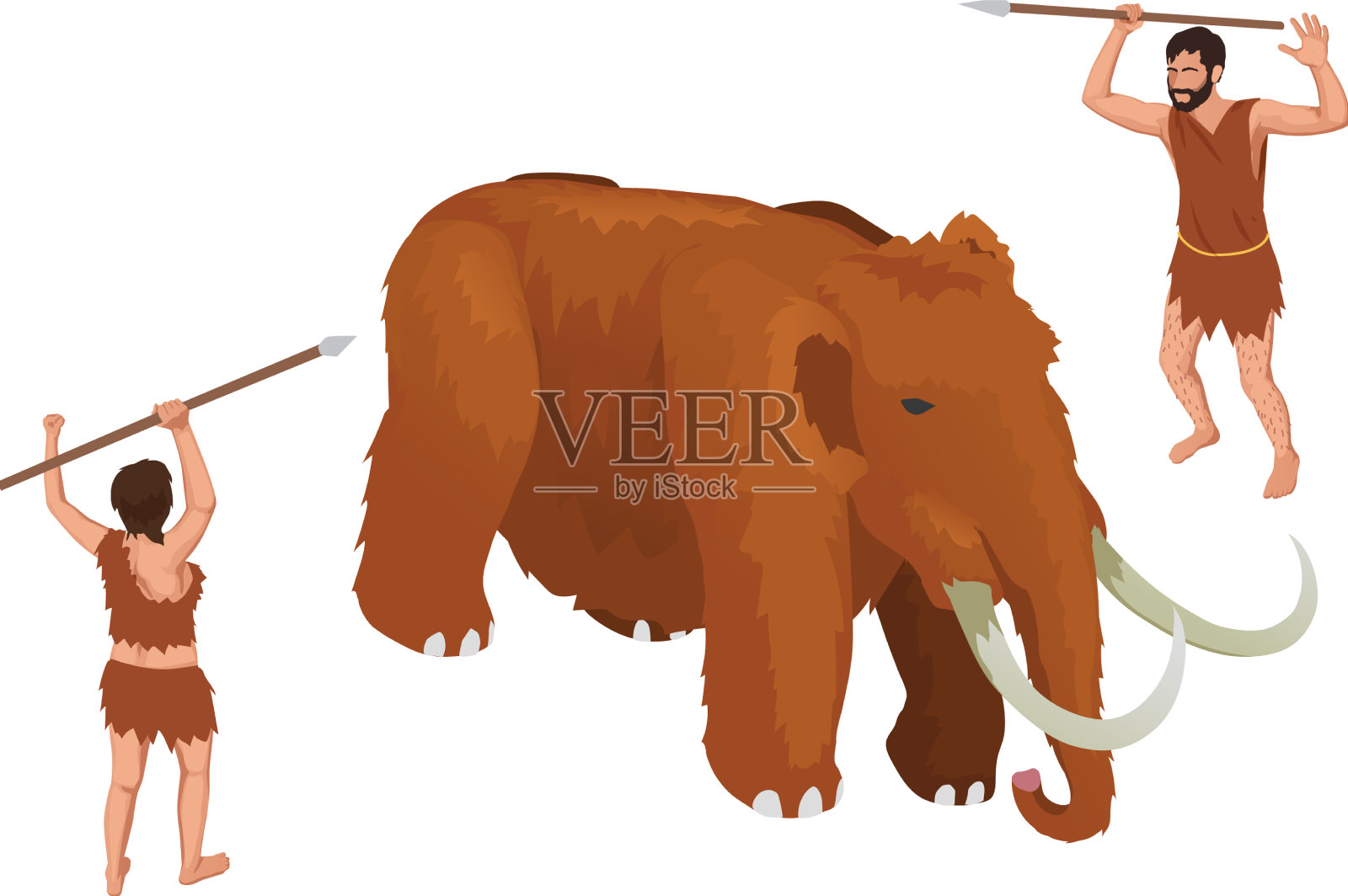 猛犸狩猎史前组成设计元素图片