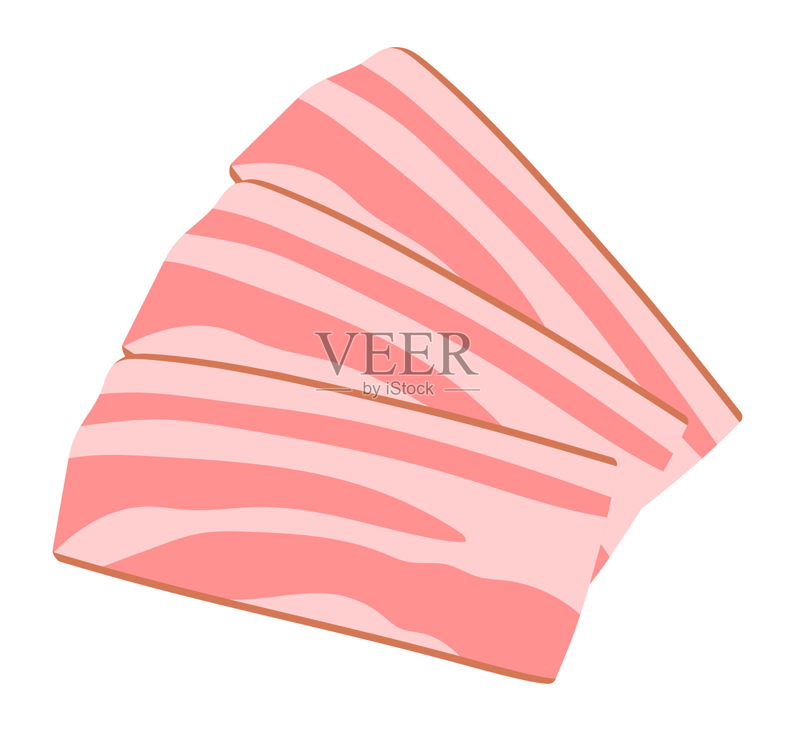 切片培根孤立矢量插图。插画图片素材