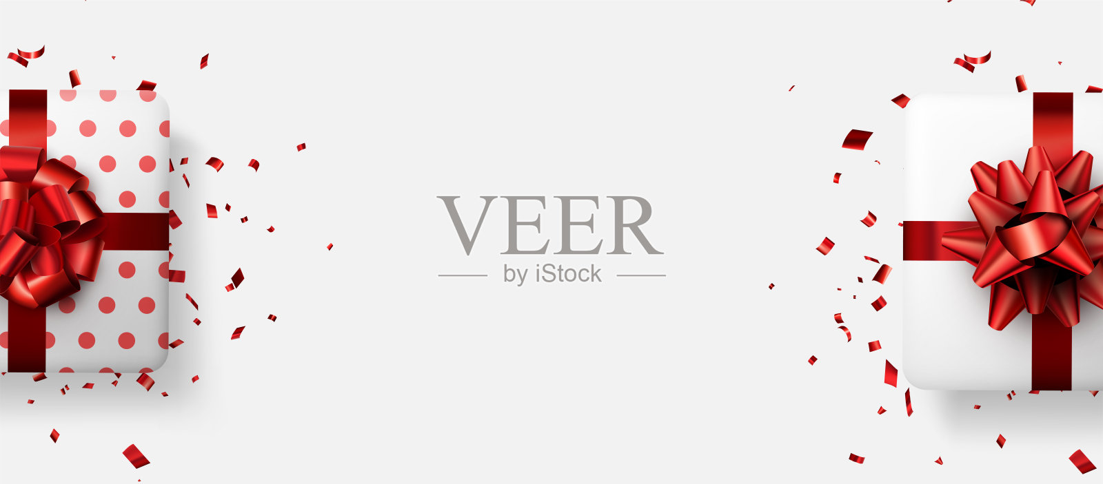 带红色蝴蝶结的白色礼品盒。插画图片素材