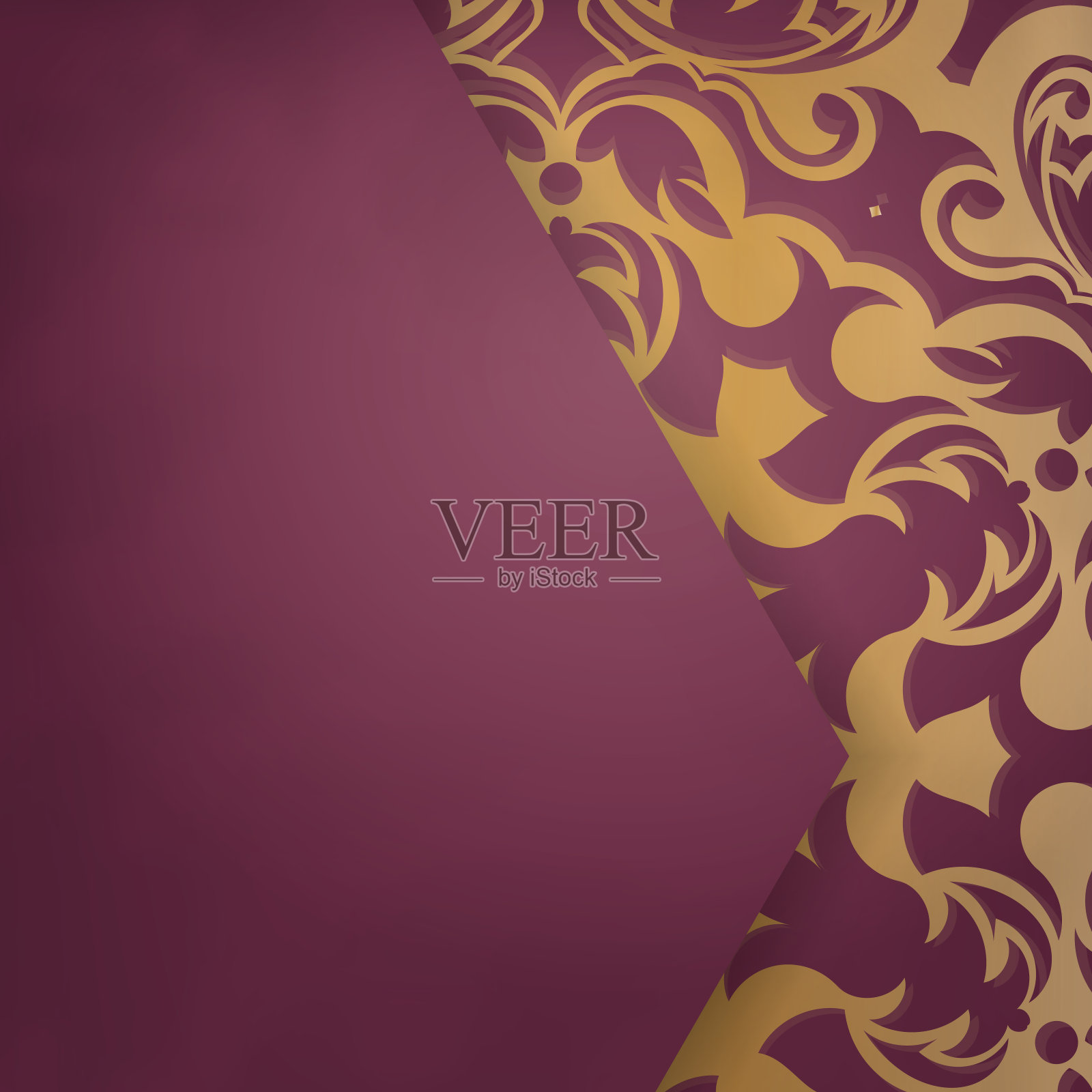 问候传单模板勃艮第与希腊黄金图案准备印刷。插画图片素材