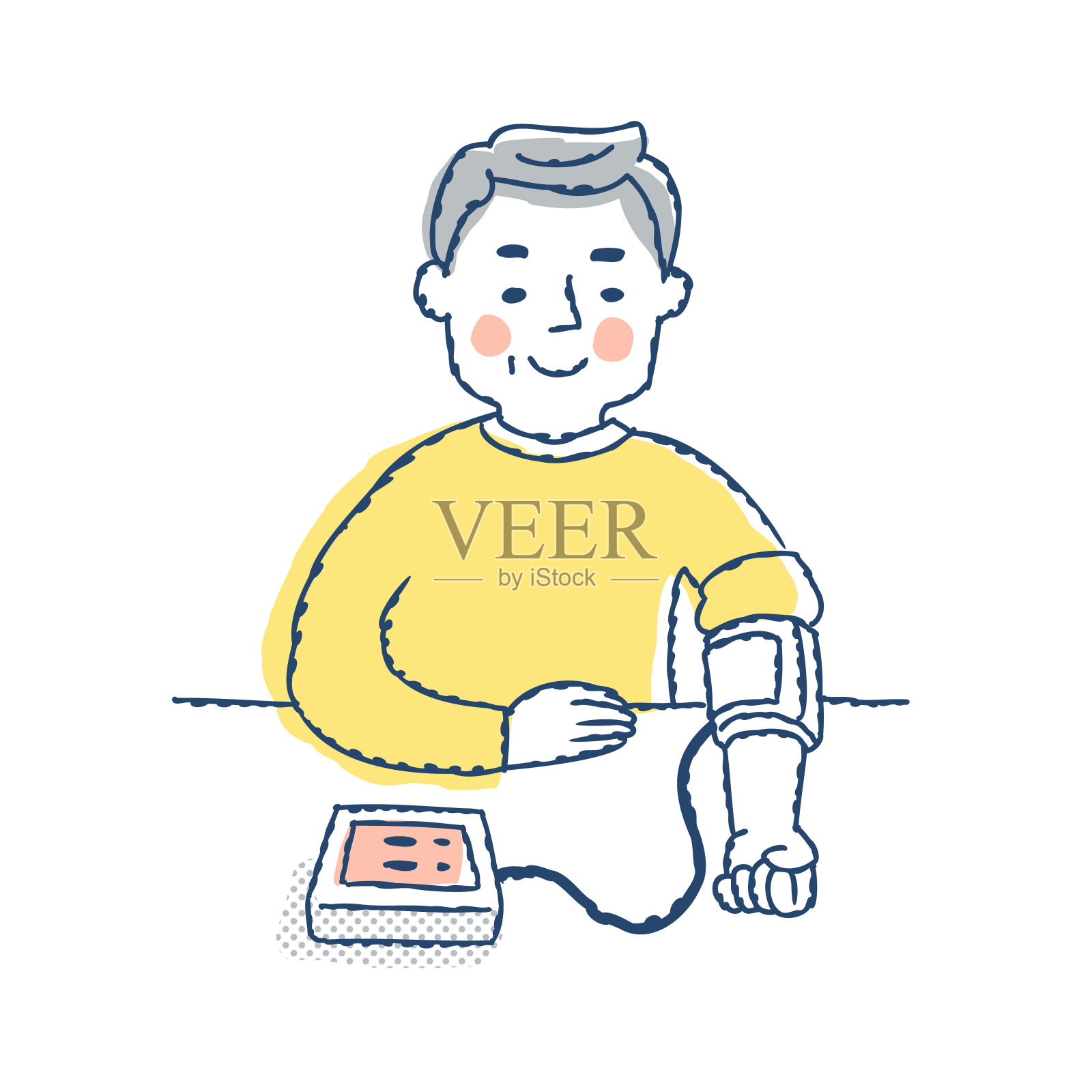 男性测量血压插画图片素材