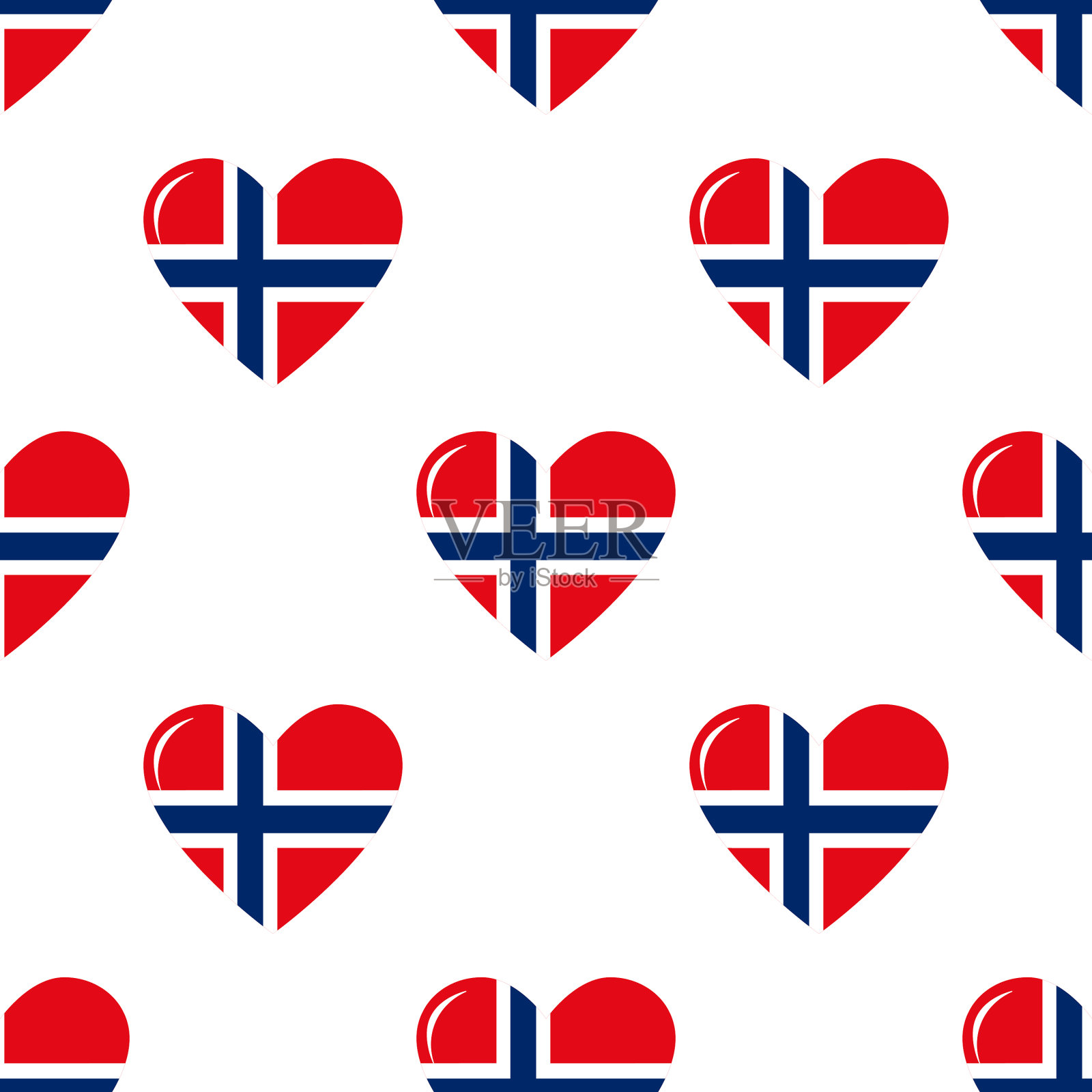 挪威国旗独立日无缝图案插画图片素材