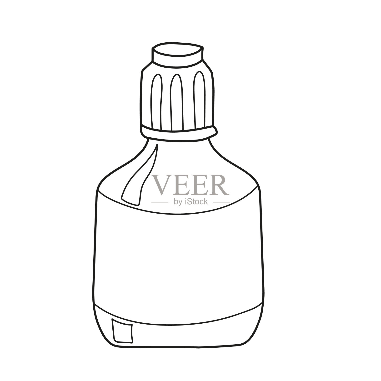 简单的着色页面。瓶子或小瓶矢量插图。插画图片素材