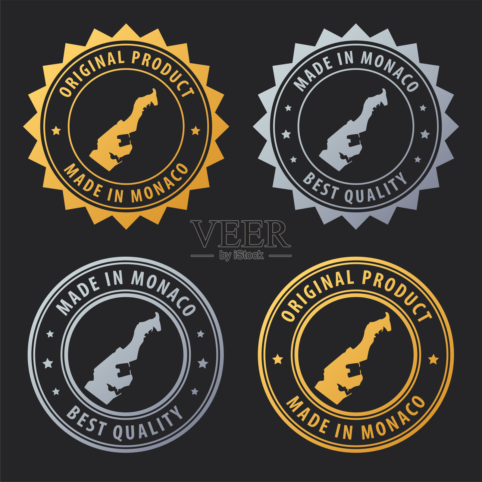 摩纳哥制造-金银邮票集。最好的质量。原来的产品。插画图片素材