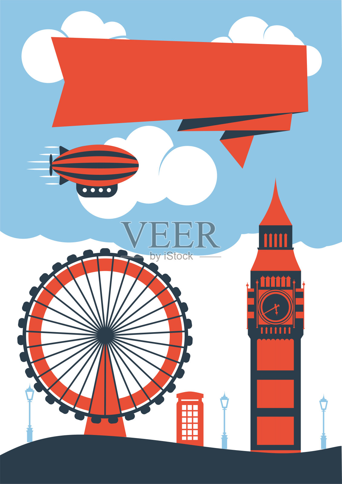 向量伦敦英格兰天际线插图旅游插画图片素材