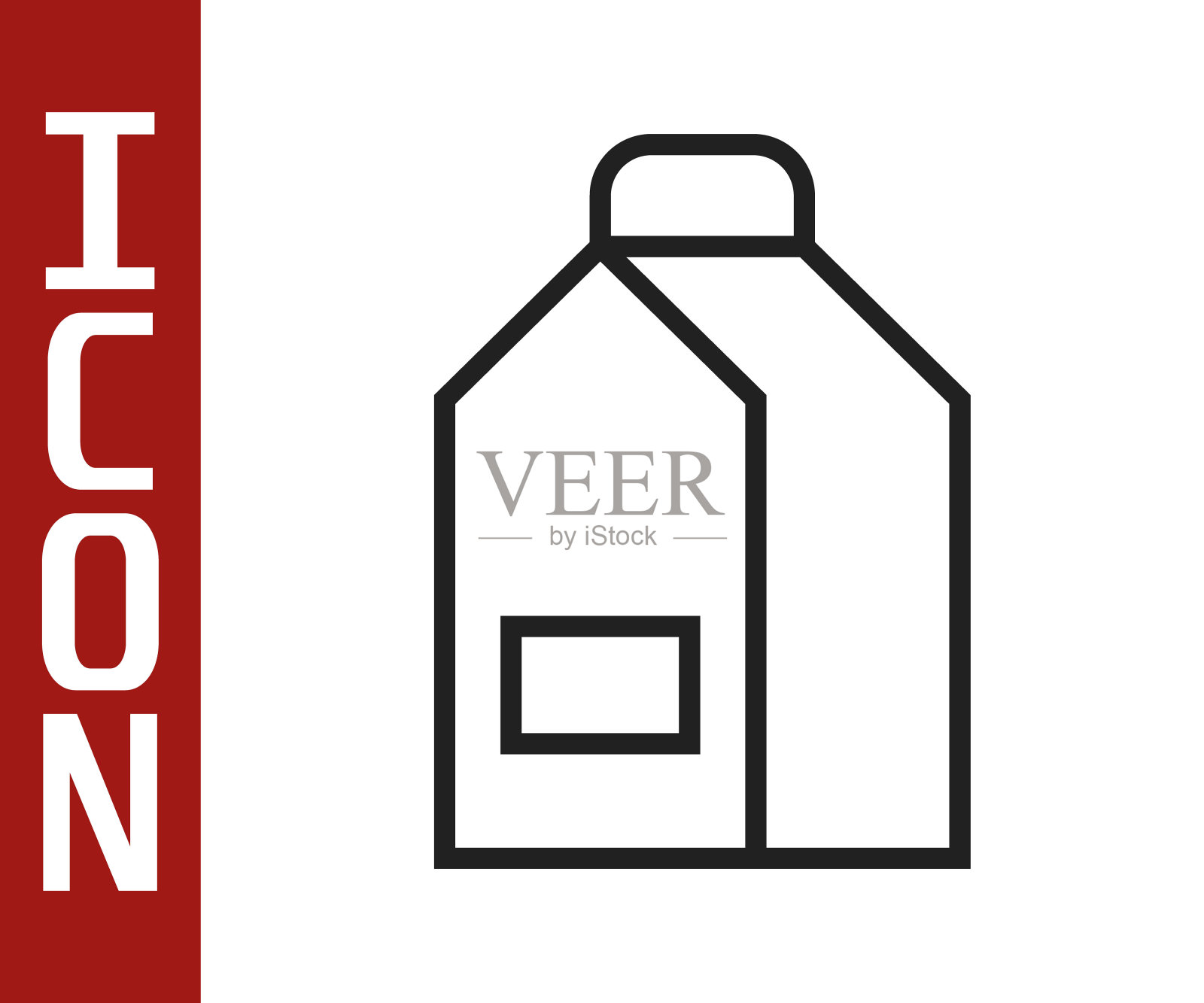 黑线纸包牛奶图标孤立在白色的背景。奶包的迹象。向量插画图片素材