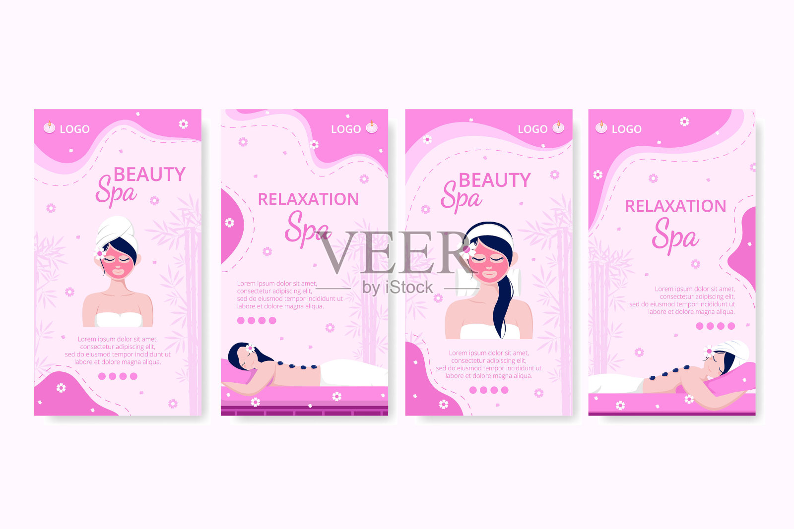 美容Spa和瑜伽故事可编辑的广场背景，适合社交媒体，饲料，卡片，问候，印刷和网络广告设计模板素材