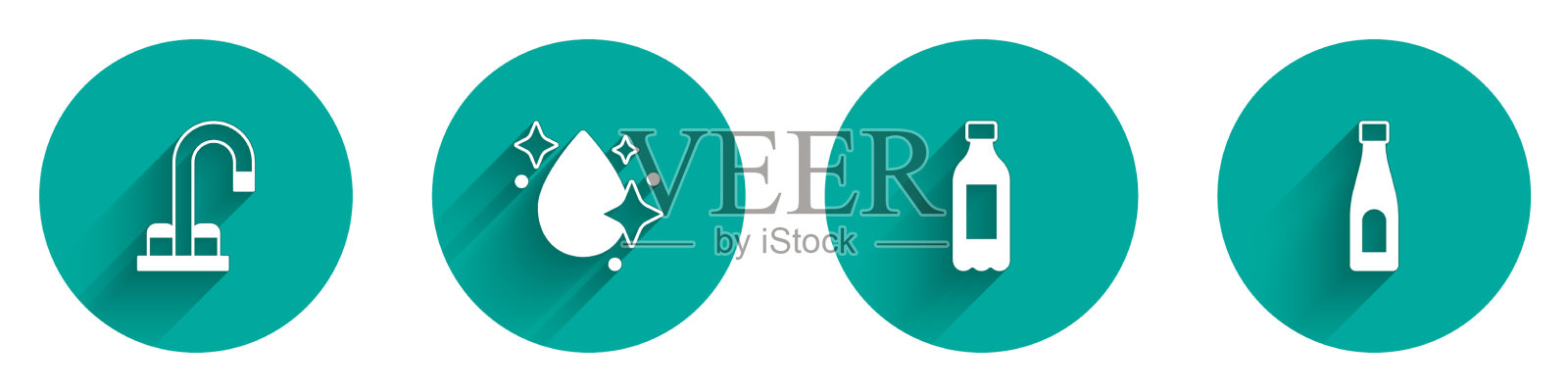 设置水龙头滴水瓶和图标与图标素材