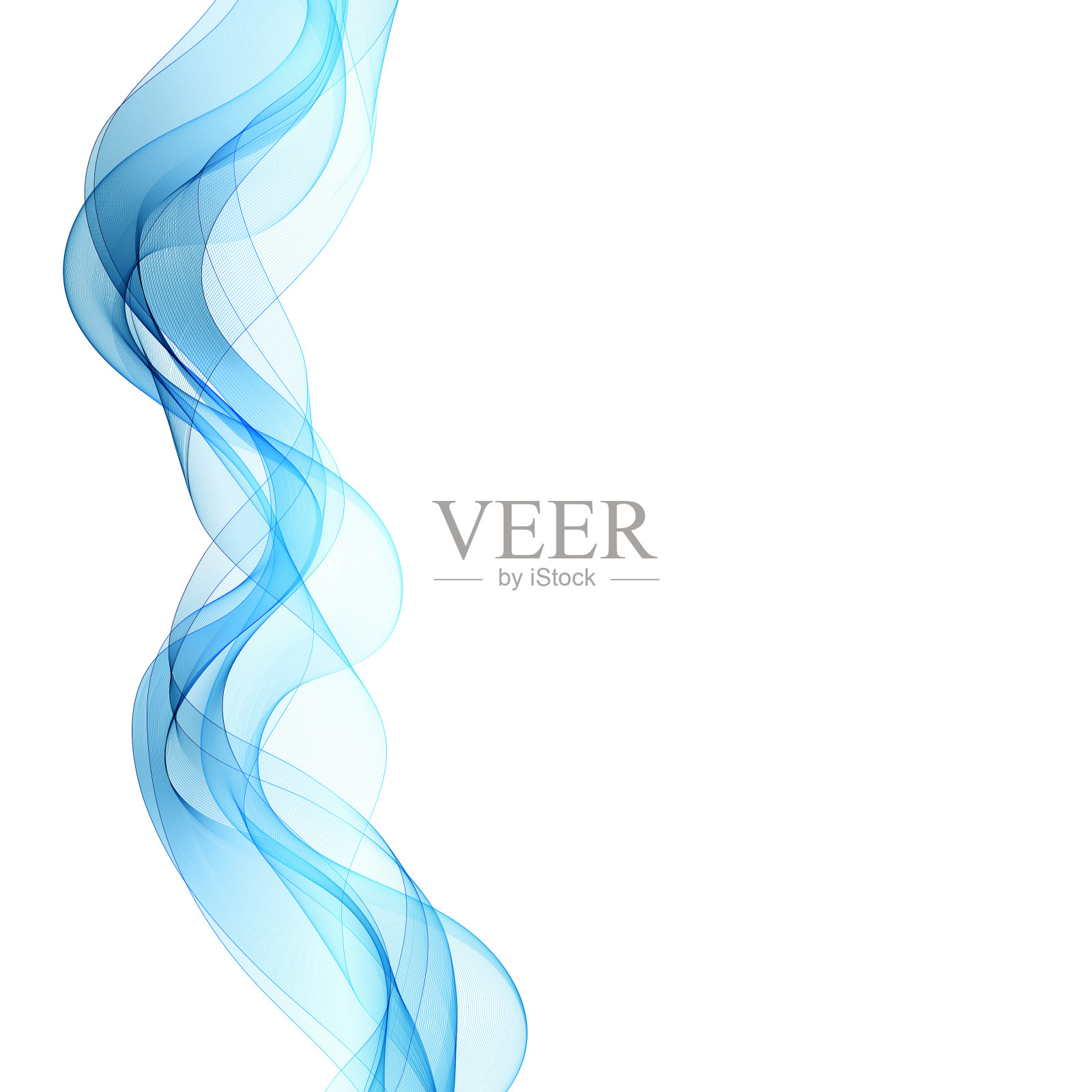 蓝色波浪孤立的线在白色的背景插画图片素材