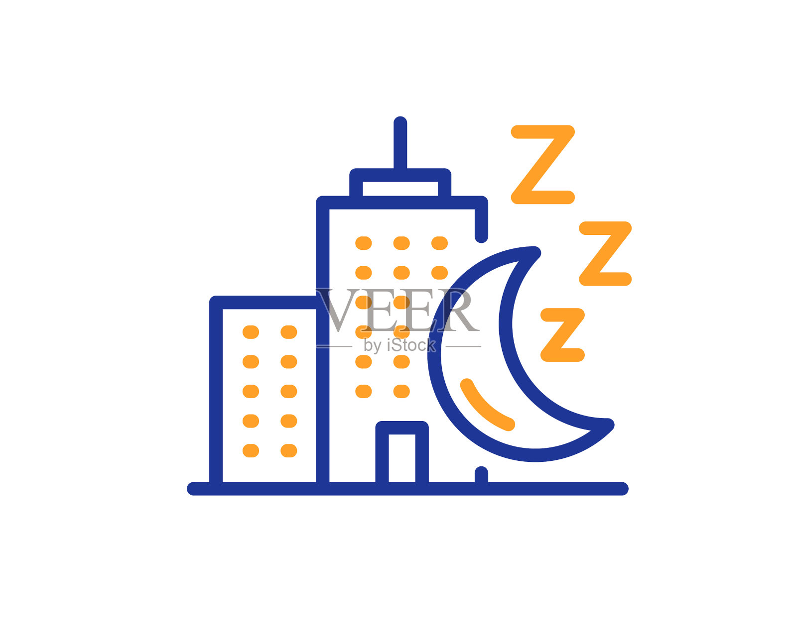 夜城线图标摩天楼睡眠标志设计元素图片
