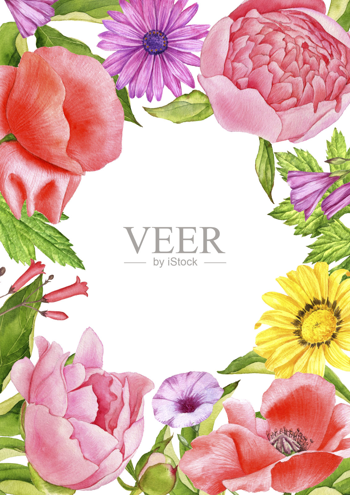 水彩绘画的花插画图片素材