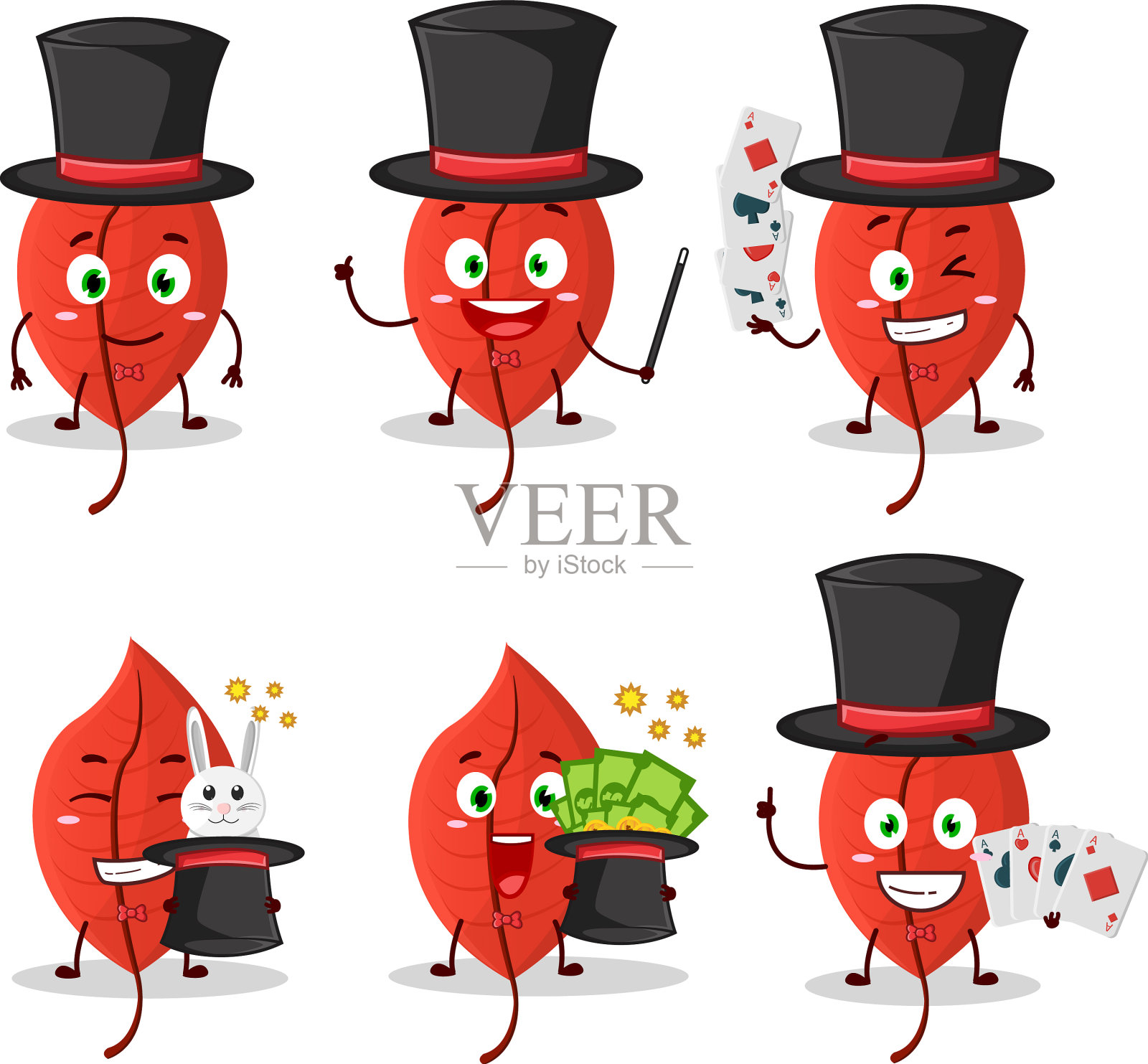 一个木树叶魔术师卡通人物插画图片素材