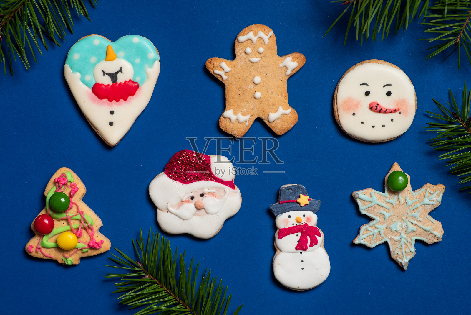 圣诞姜饼和冬季节日饼干背景图案照片摄影图片
