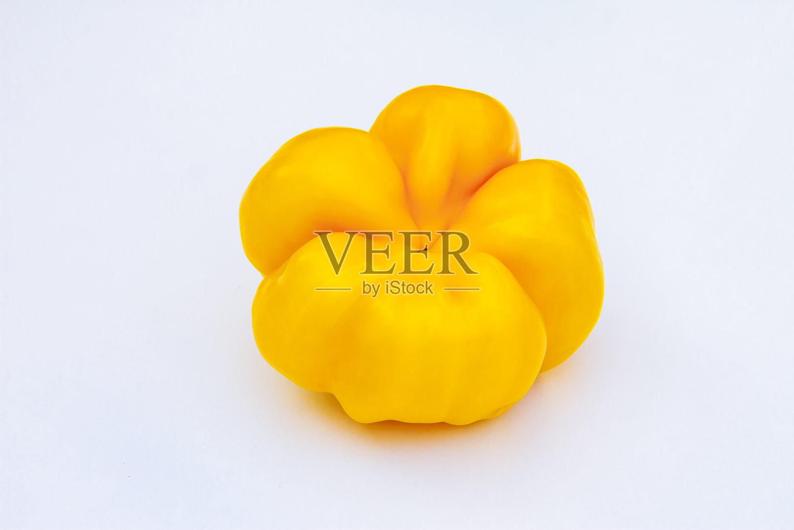 新鲜的黄椒配上白色底色。照片摄影图片