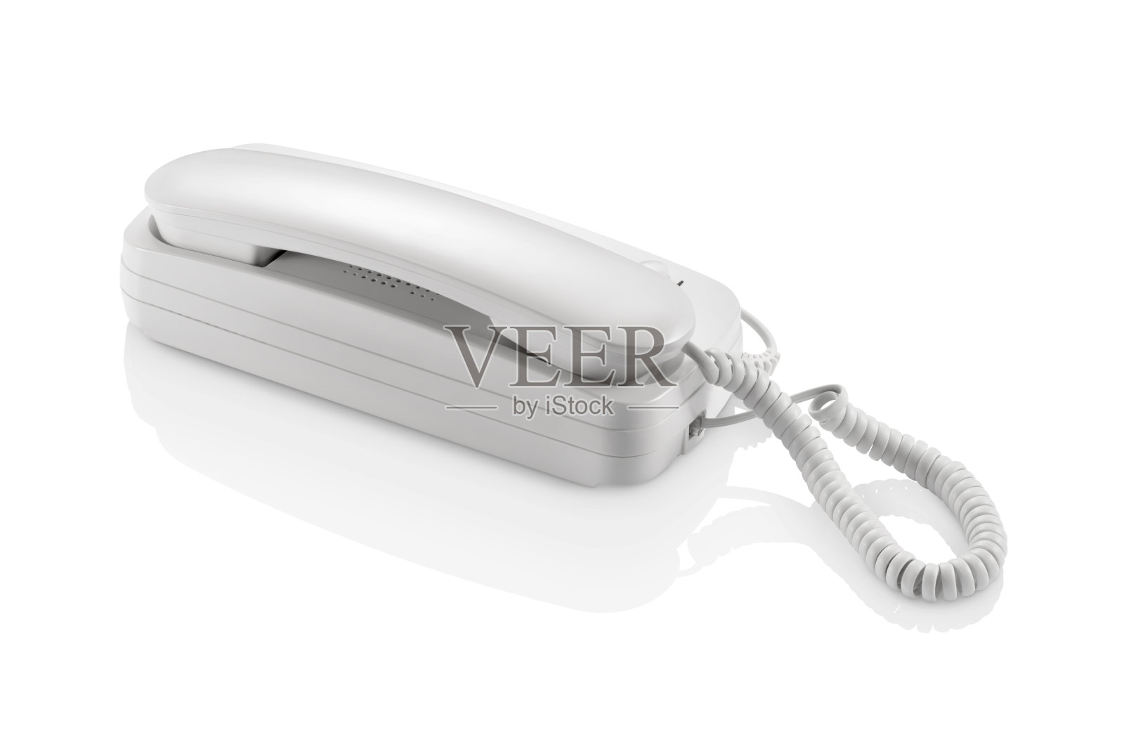 四分之三的白色可视电话门为对讲机系统，隔离照片摄影图片