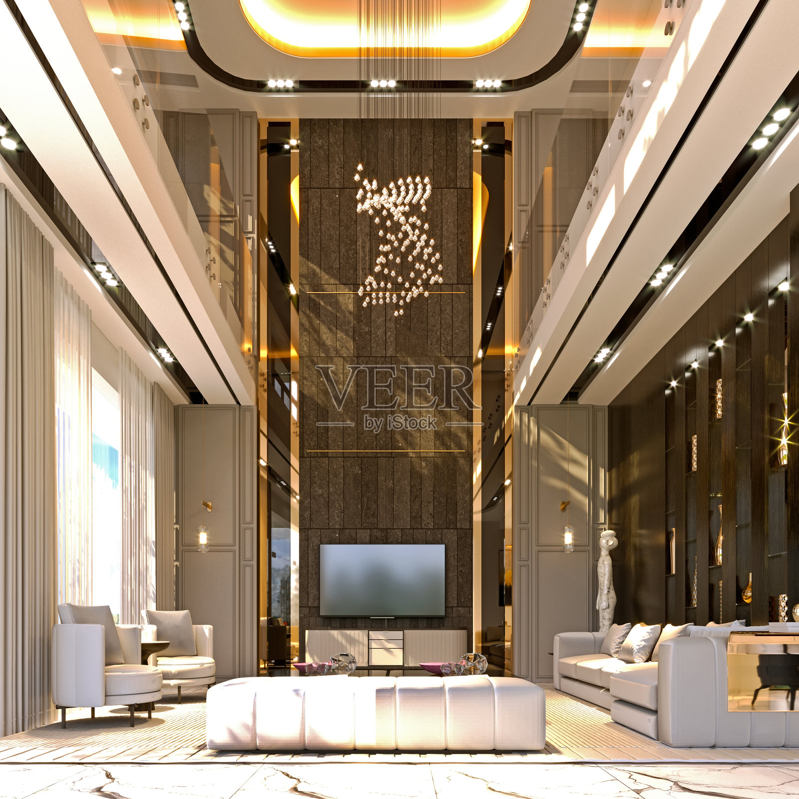 客厅的3d渲染照片摄影图片