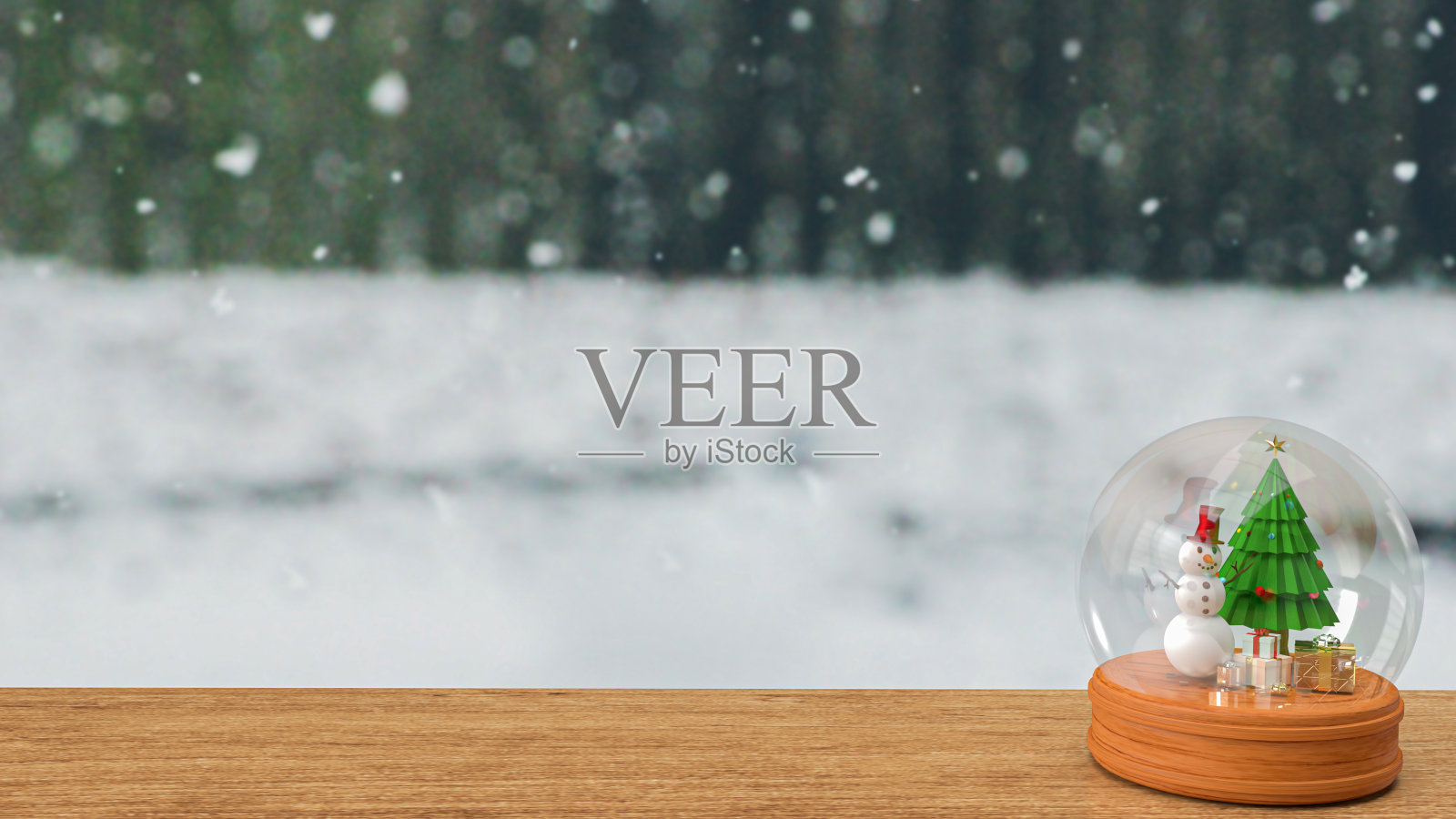 玻璃球冬季季节性圣诞装饰为节日或庆典概念3d渲染照片摄影图片