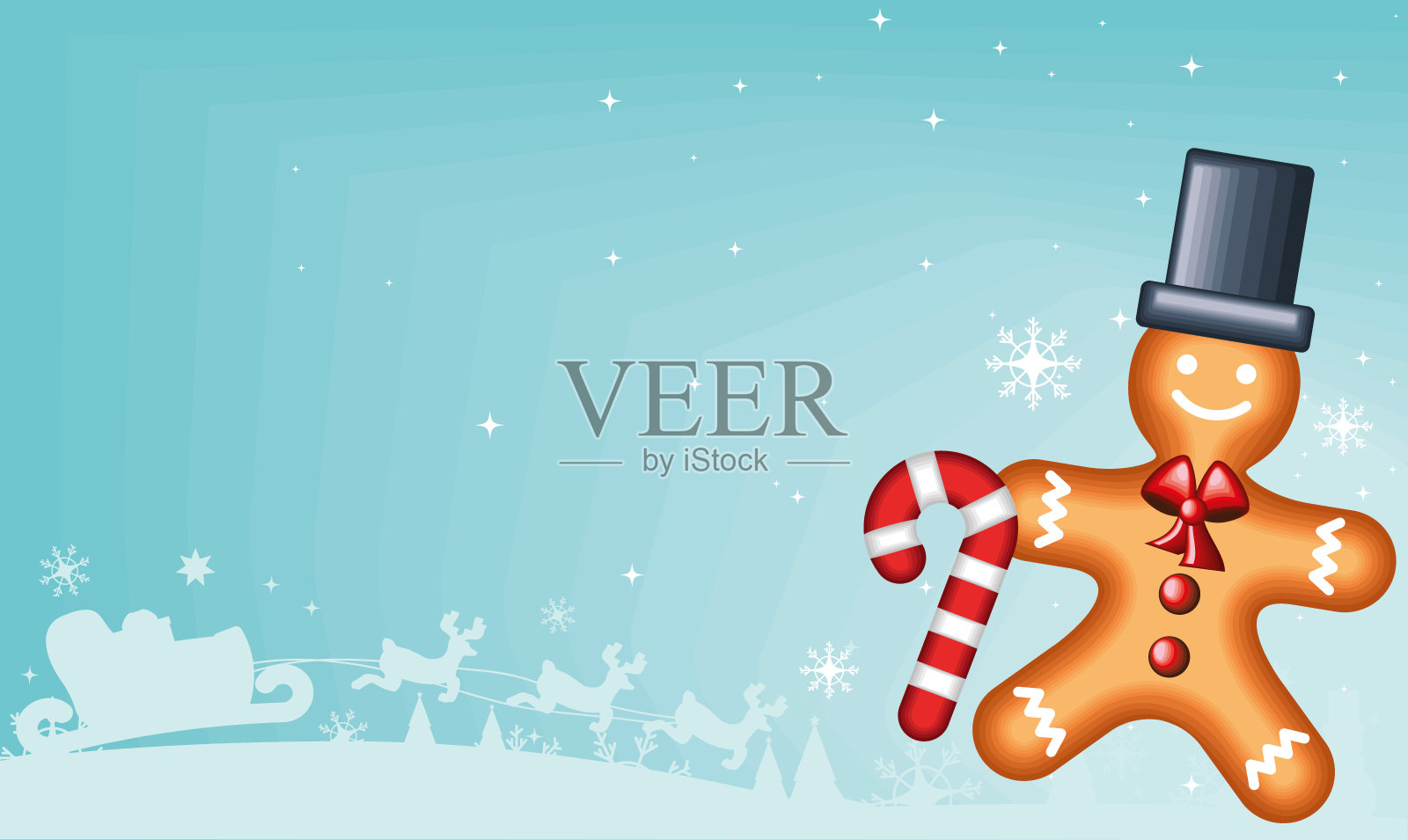 圣诞姜饼人插画图片素材