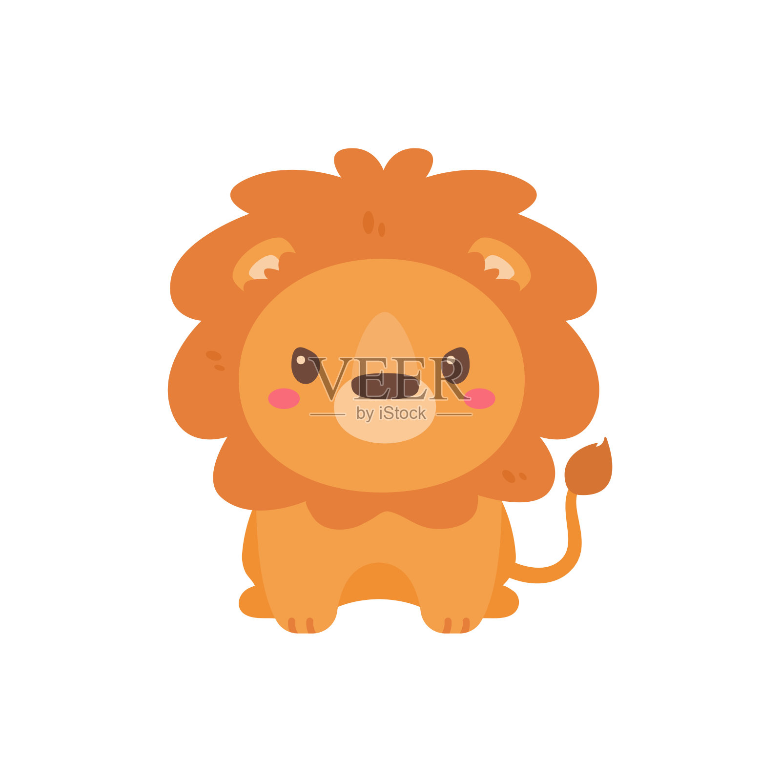 野生动物漫画。可爱的狮子王向量元素的孩子插画图片素材