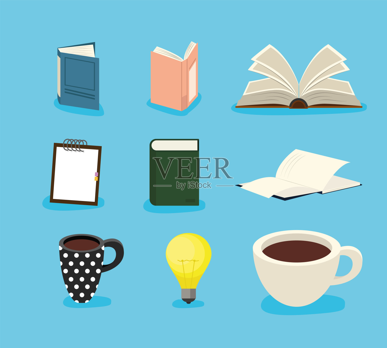 书籍和杯子图标素材