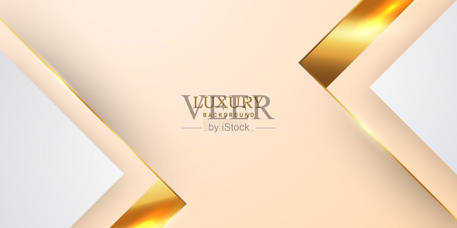 抽象的橙色和白色背景，华丽的金色线条装饰。插画图片素材