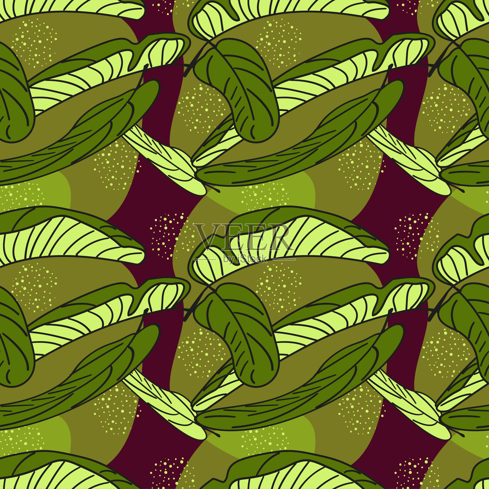 无缝的花卉图案与五颜六色的热带异国情调的叶子，装饰在明亮的背景。矢量插图的纺织品，包装，广告，邀请，名片，社交网络设计。插画图片素材