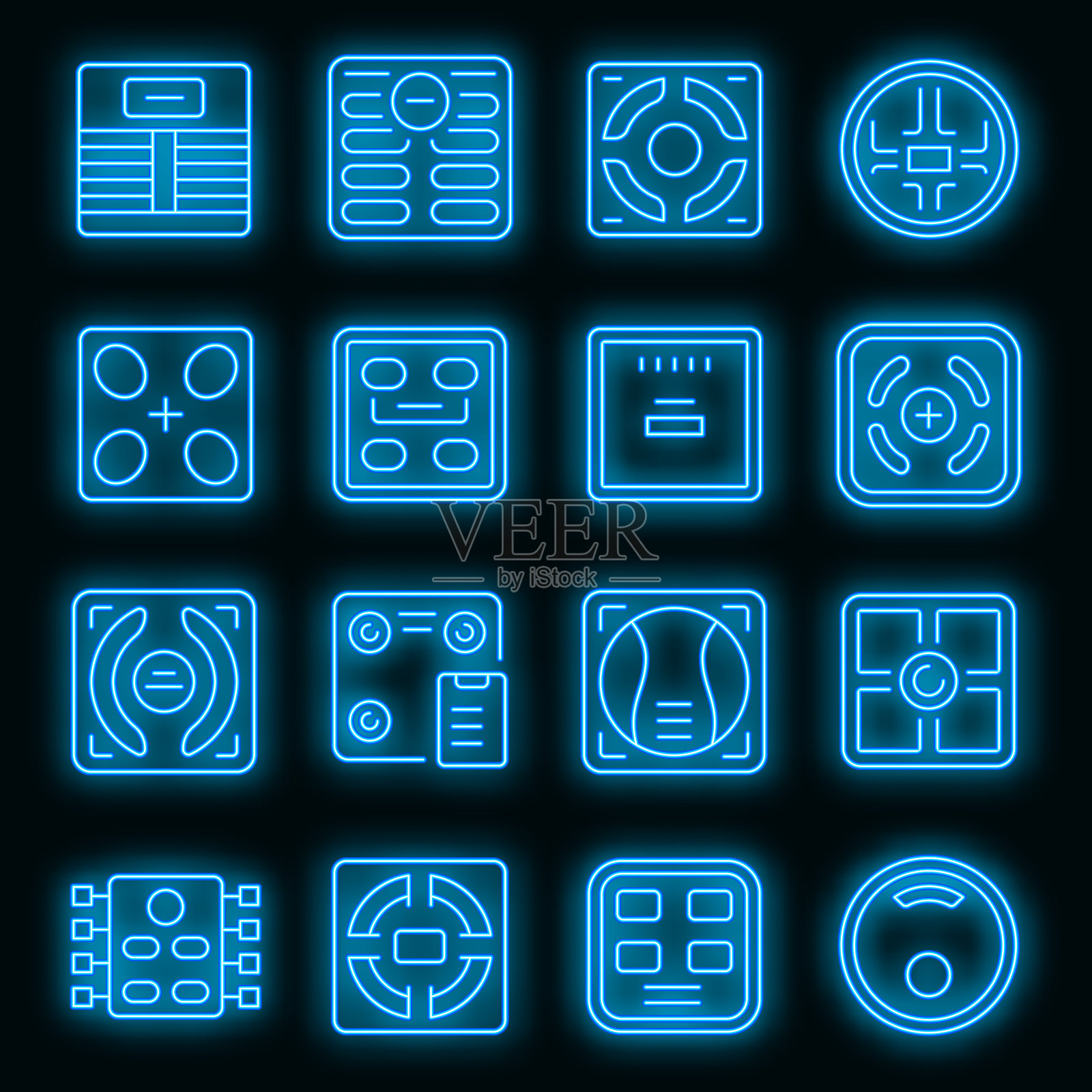 智能缩放图标设置矢量霓虹灯图标素材