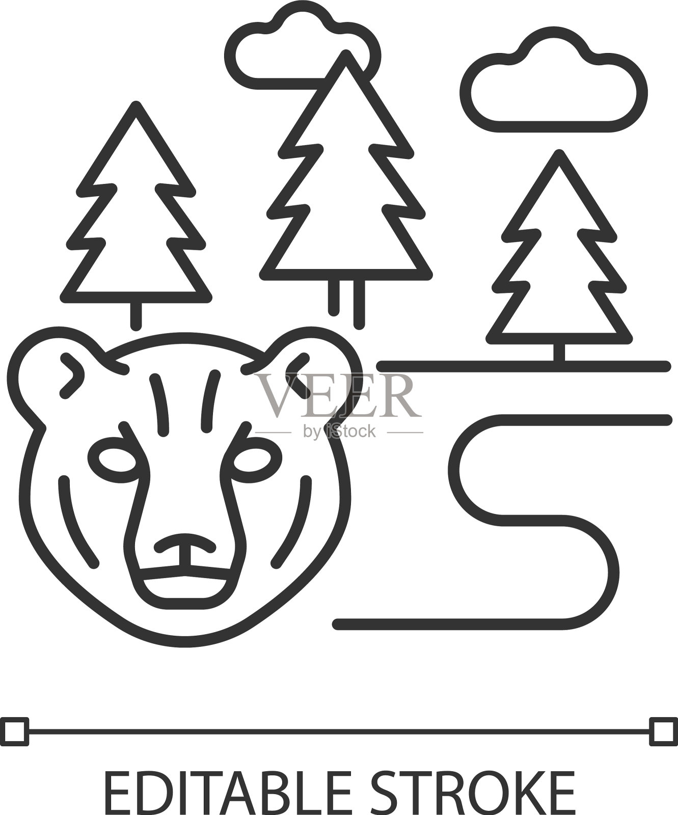 北方森林线性图标插画图片素材