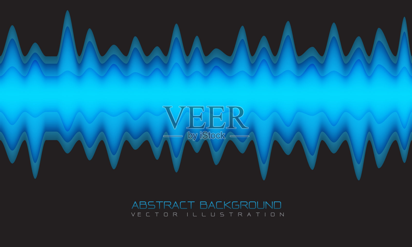 抽象的蓝色波浪阴影几何在灰色的空白空间设计现代未来主义的背景矢量插图。插画图片素材