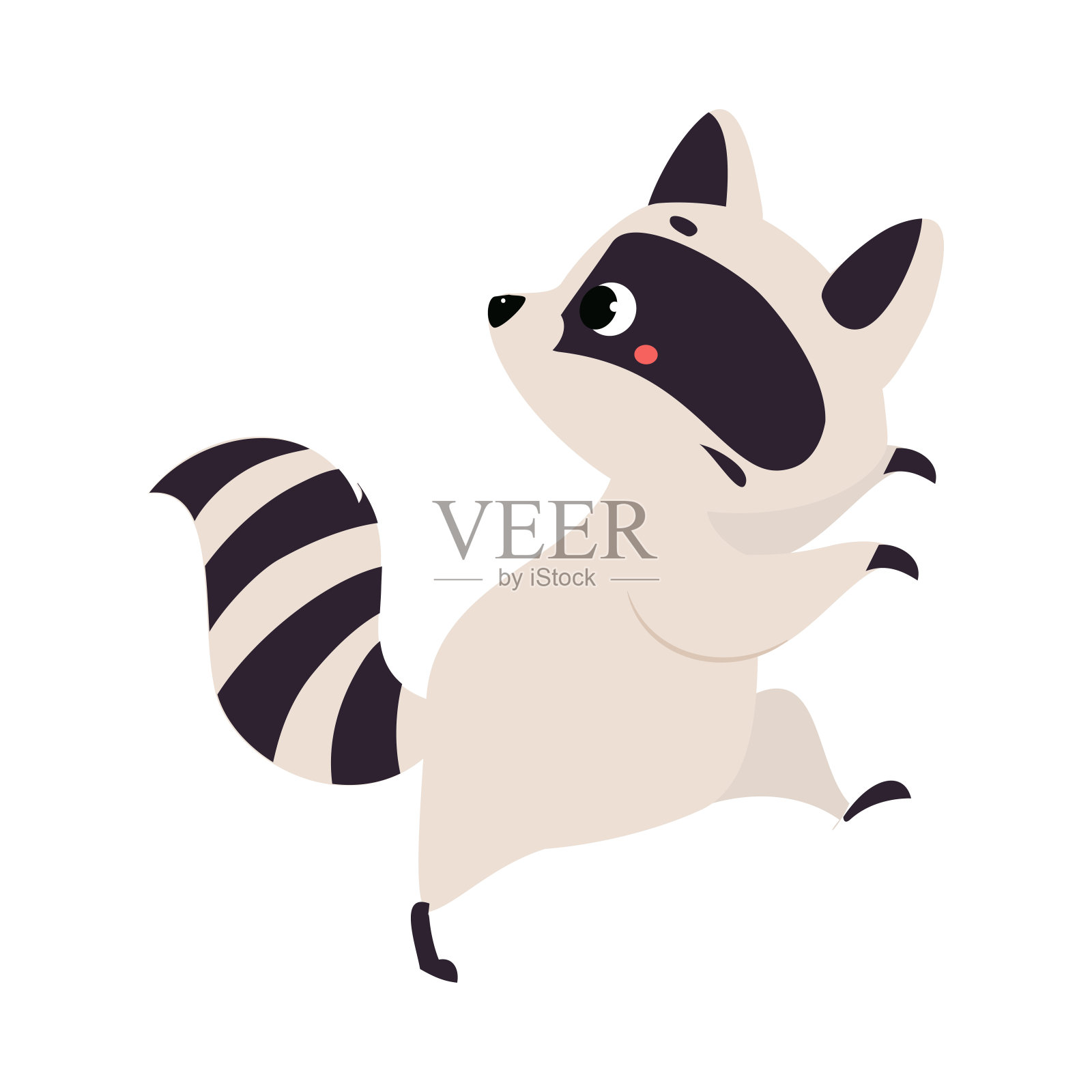 可爱的浣熊与环尾潜行矢量插图插画图片素材