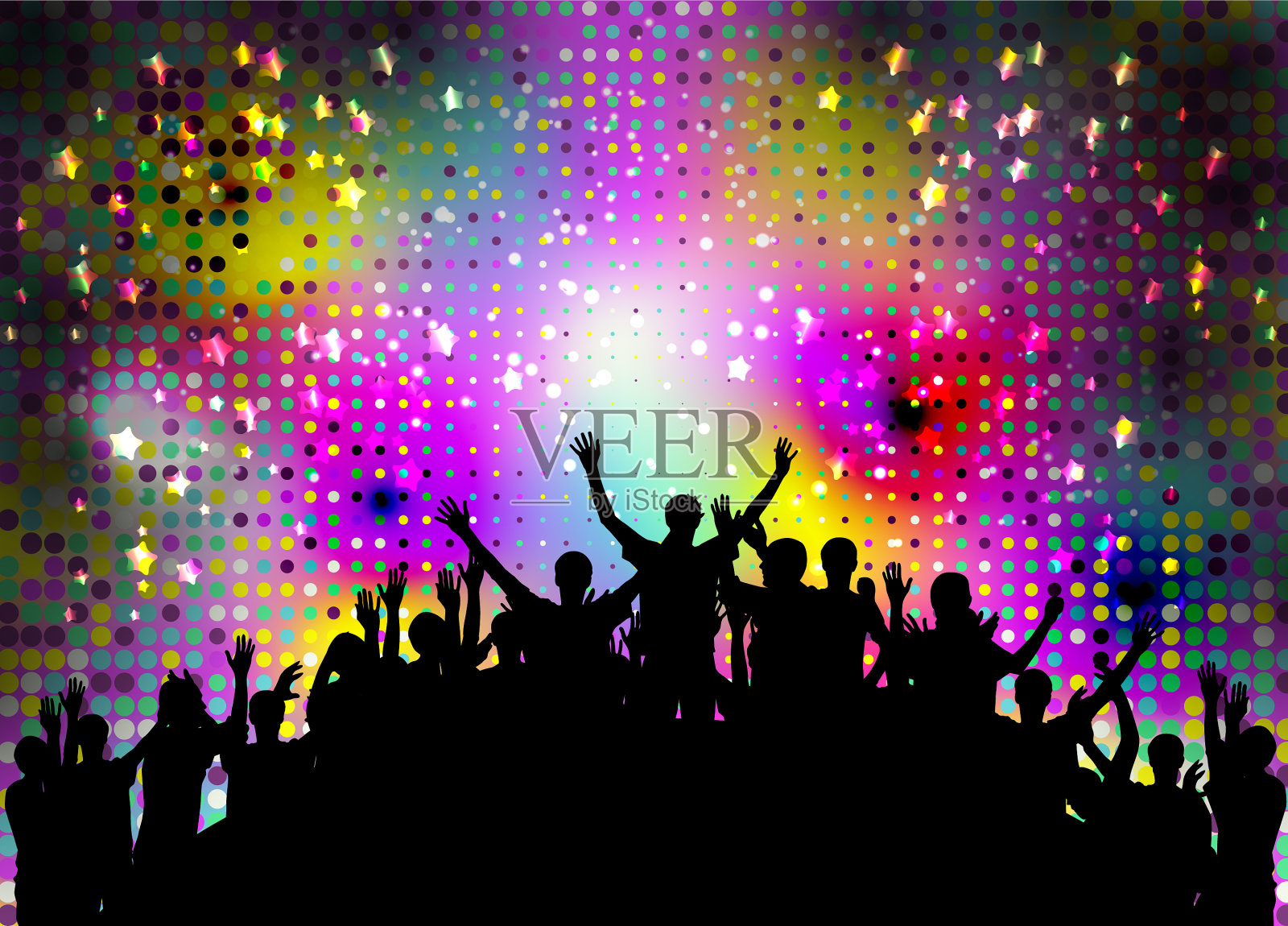 一群心满意足的人剪影插画图片素材