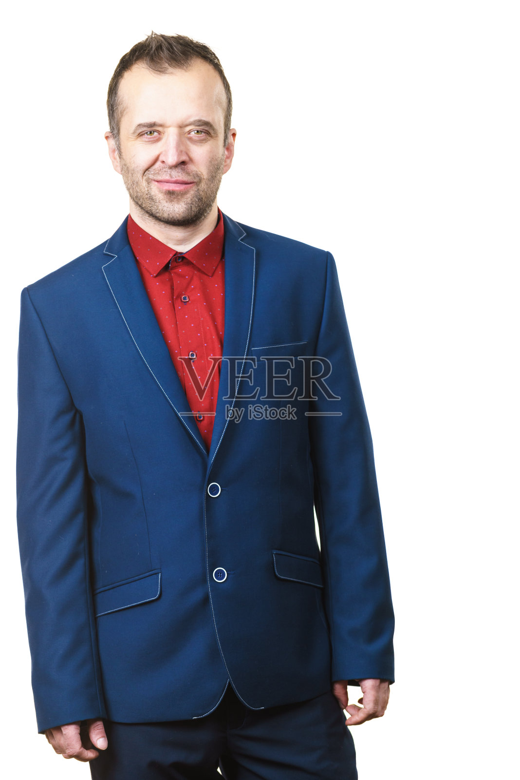 优雅的男人在西装在白色的背景照片摄影图片