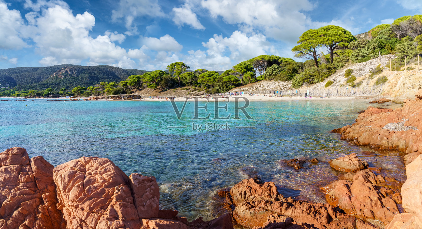 景观与帕隆巴吉亚海滩，科西嘉照片摄影图片