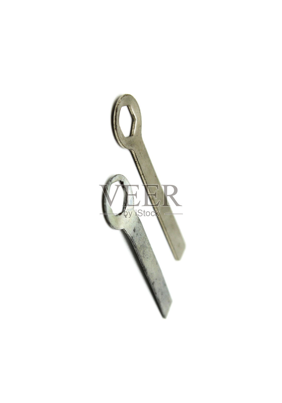 一个几何罗盘键孤立在白色背景与选择性焦点的图片照片摄影图片