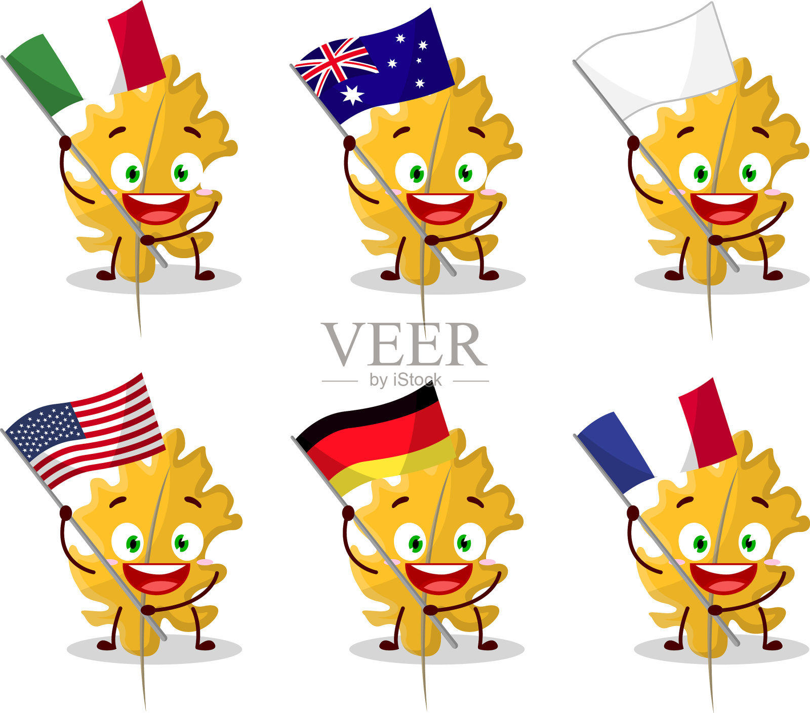 橡树黄叶天使卡通人物带来插画图片素材