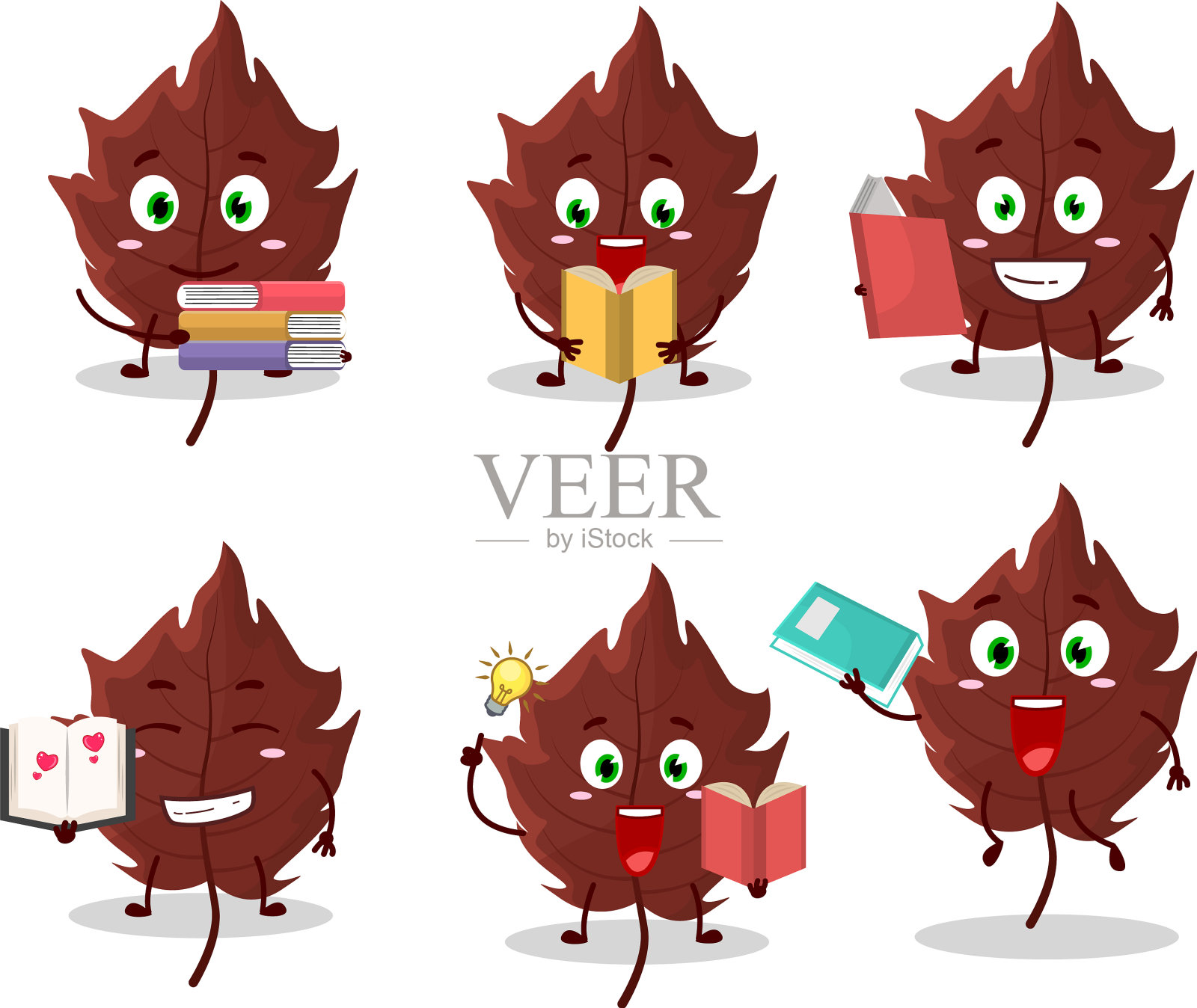 一张棕色的秋叶卡通人物的图片插画图片素材