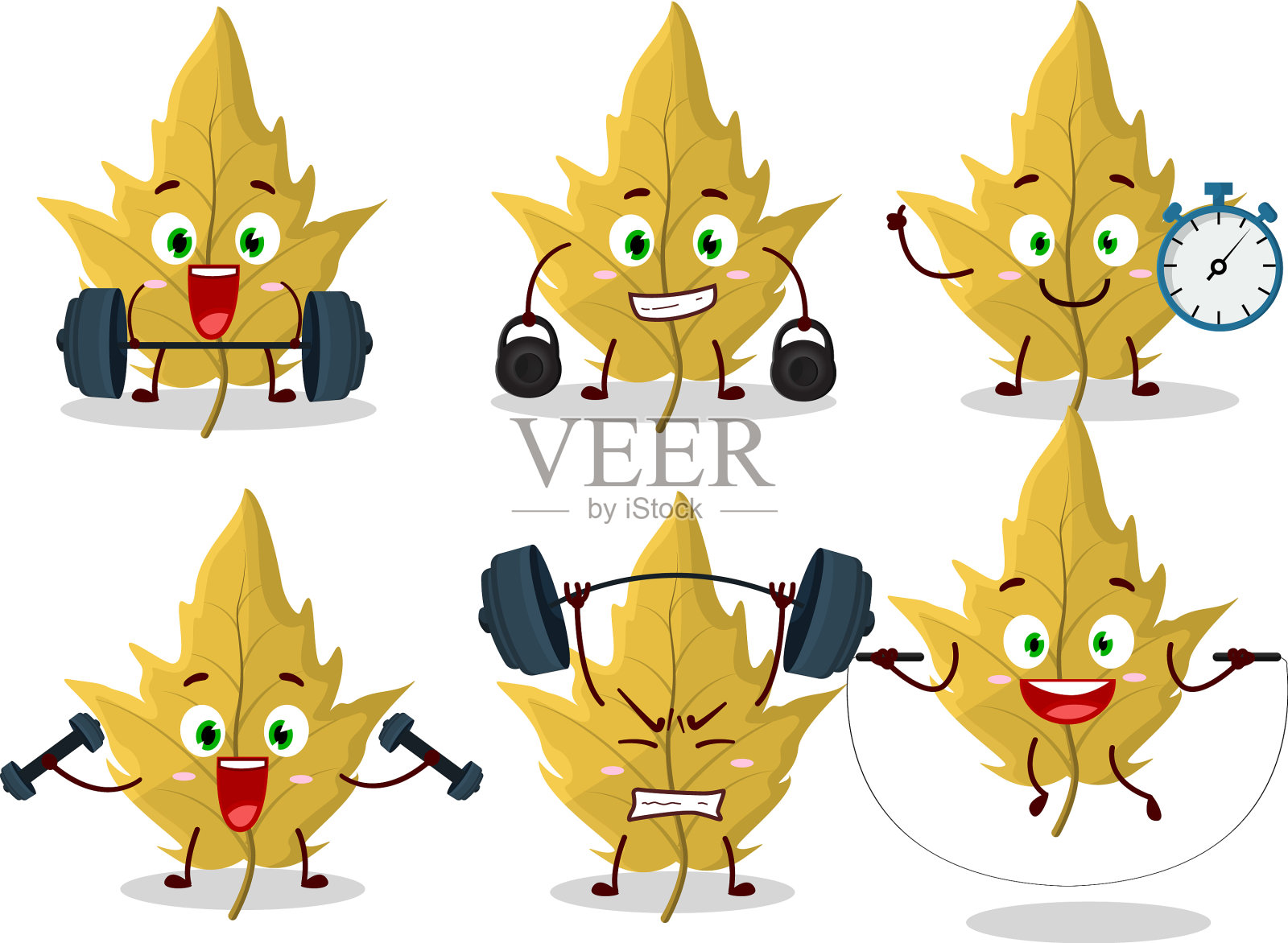 一种健康的枫叶黄叶卡通风格的尝试插画图片素材