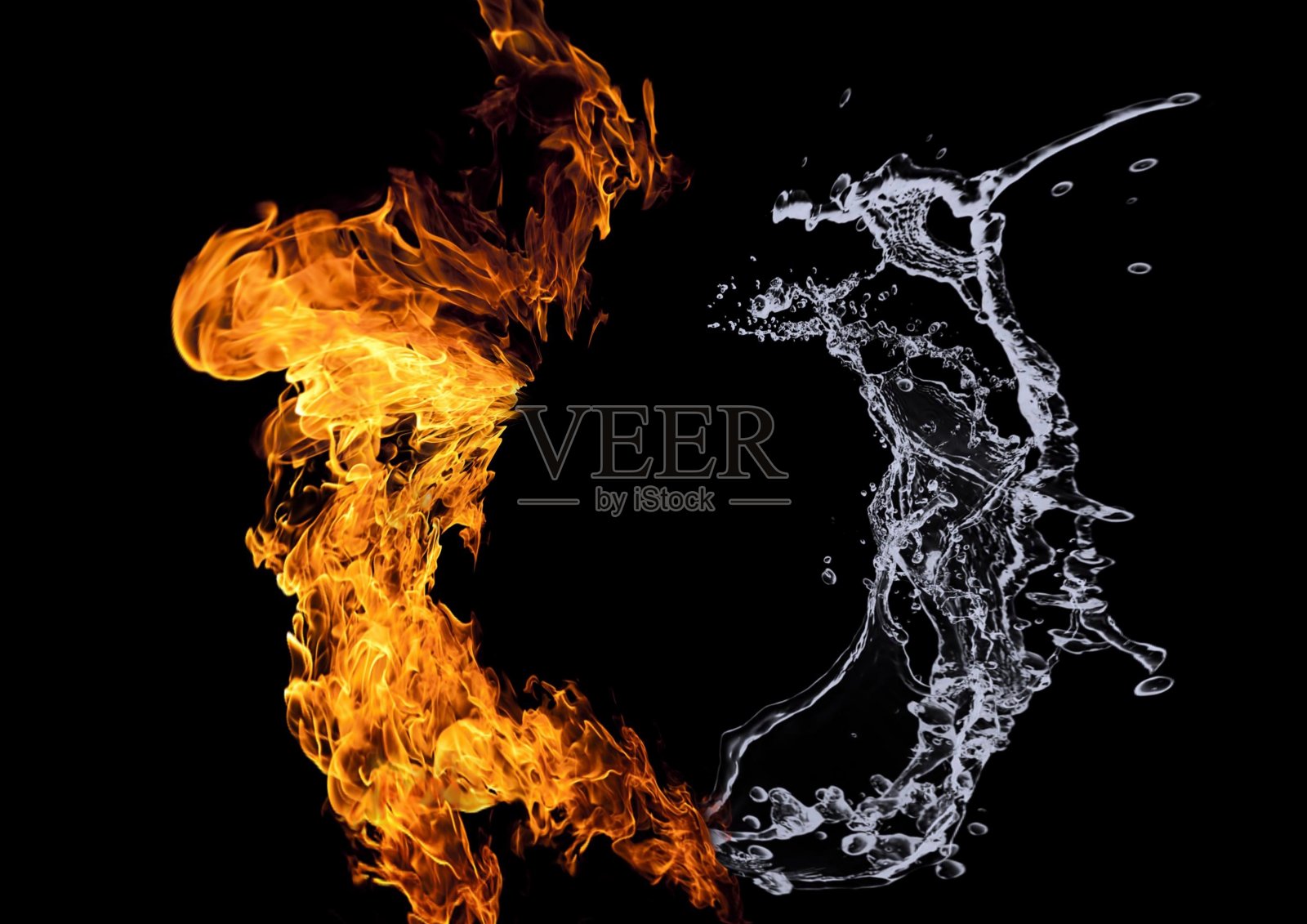 火与水结合的漩涡图照片摄影图片