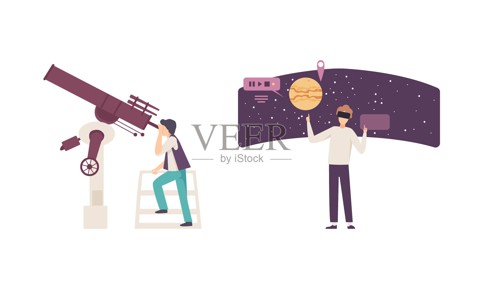人物参观天文馆学习设计元素图片