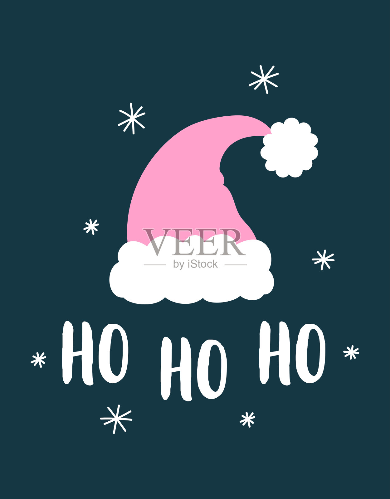 可爱的卡片与圣诞帽和字母插画图片素材